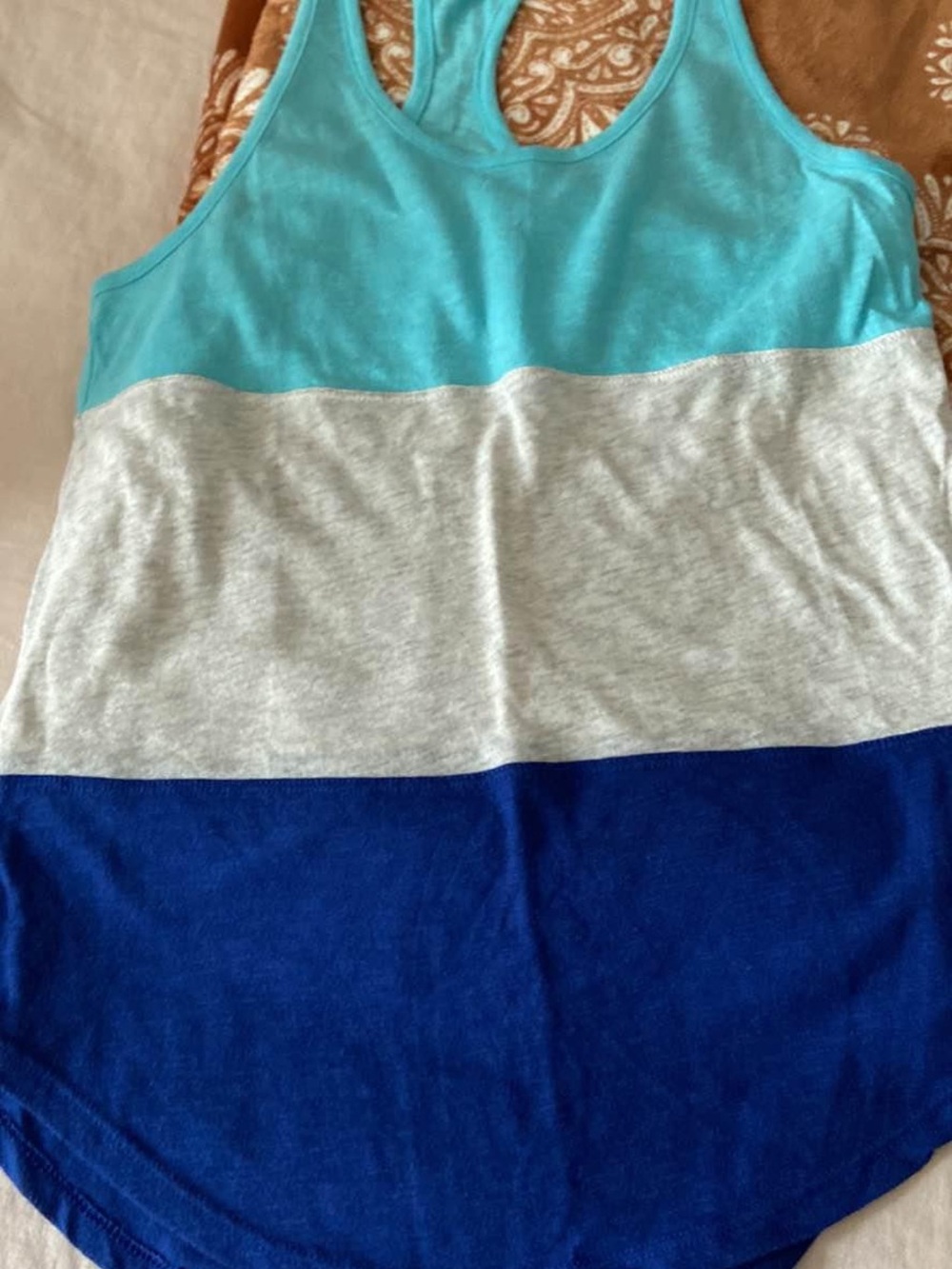 Colorblock Tank Top in Aqua, Gray & Royal Blue